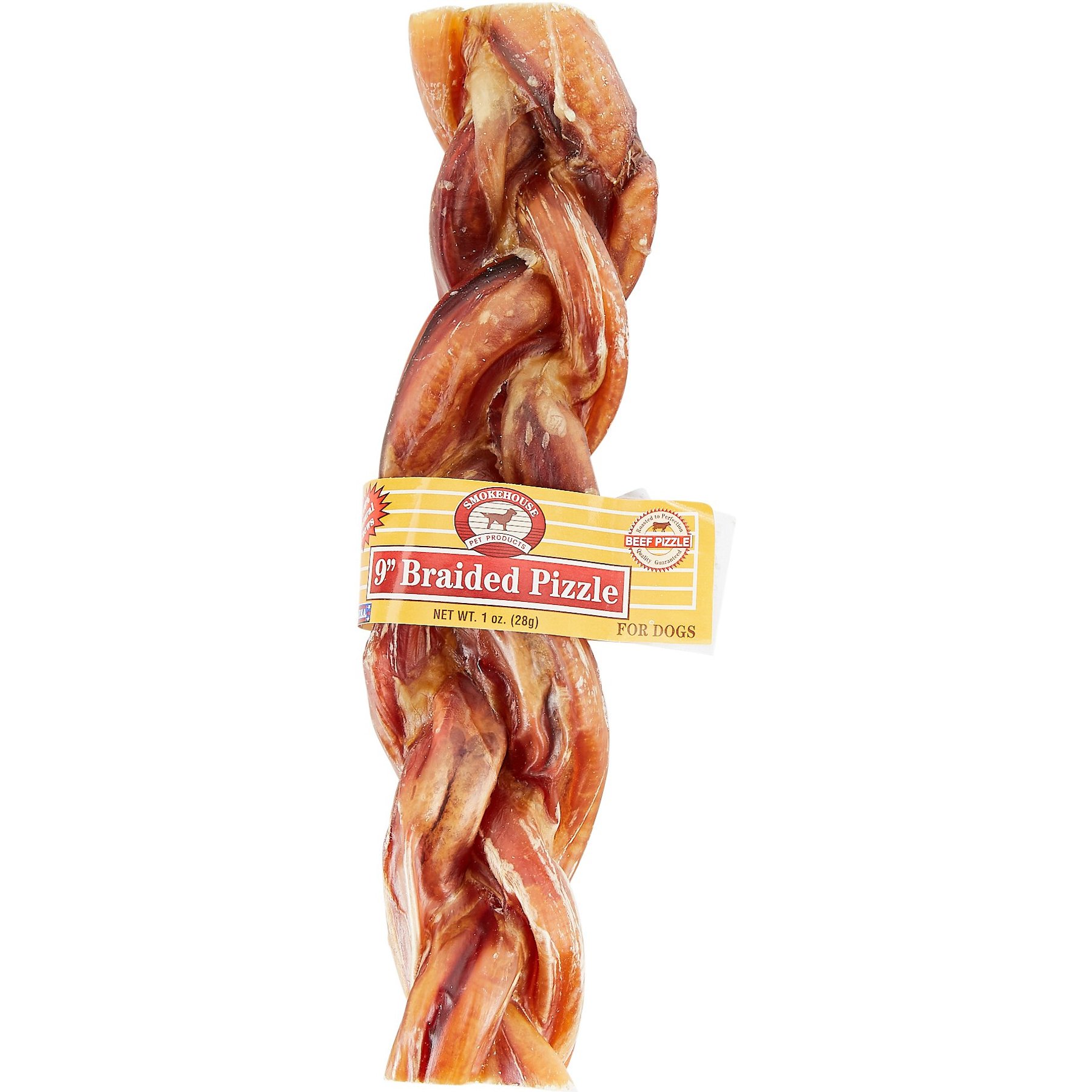 Smokehouse USA 9" Braided Pizzle Sticks Dog Treats, case of 25