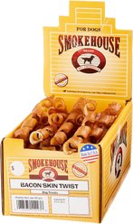 Smokehouse USA Bacon Skin Twists Dog Treats, Small, case of 60