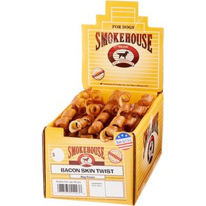 Smokehouse USA Bacon Skin Twists Dog Treats, Small, case of 60