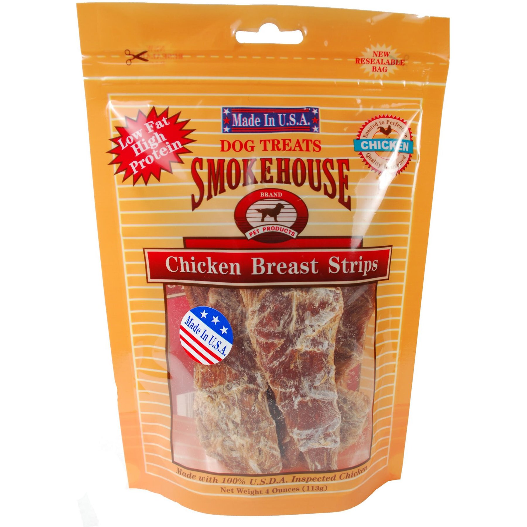 Smokehouse USA Chicken Breast Strips Dog Treats, 4-oz bag