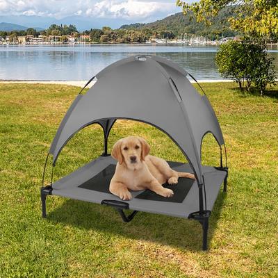 Show full view: SMONTER Elevated Outdoor Canopy Dog Bed, Grey, Large slide 8 of 9