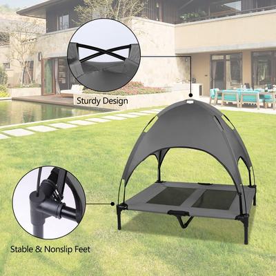 Show full view: SMONTER Elevated Outdoor Canopy Dog Bed, Grey, Large slide 4 of 9