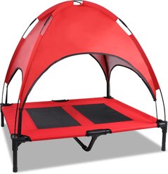 SMONTER Elevated Outdoor Canopy Dog Bed, Red, Large