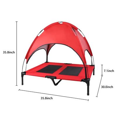 Show full view: SMONTER Elevated Outdoor Canopy Dog Bed, Red, Large slide 6 of 9