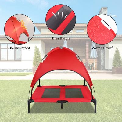 Show full view: SMONTER Elevated Outdoor Canopy Dog Bed, Red, Large slide 3 of 9
