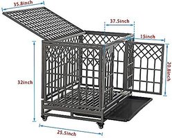 SMONTER Heavy Duty Dog Crate, Dark Silver, 38-in slide 2 of 6