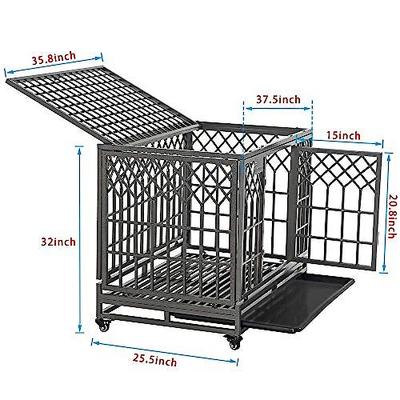 Show full view: SMONTER Heavy Duty Dog Crate, Dark Silver, 38-in slide 2 of 7