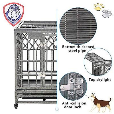 Show full view: SMONTER Heavy Duty Dog Crate, Dark Silver, 38-in slide 5 of 7