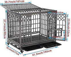 SMONTER Heavy Duty Dog Crate, Dark Silver, 42-in slide 2 of 6