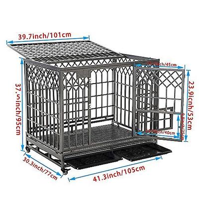 Show full view: SMONTER Heavy Duty Dog Crate, Dark Silver, 42-in slide 2 of 7