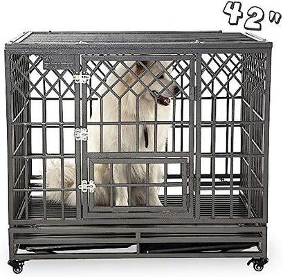 Show full view: SMONTER Heavy Duty Dog Crate, Dark Silver, 42-in slide 3 of 7