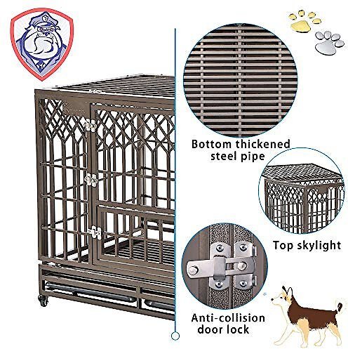 Show full view: SMONTER Heavy Duty Dog Crate, Dark Silver, 42-in slide 4 of 7