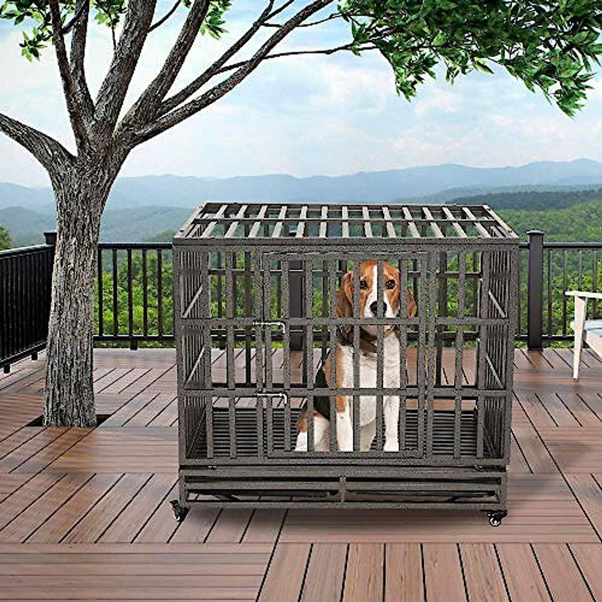 SMONTER Heavy Duty I Shape Dog Crate & Playpen, 42-in