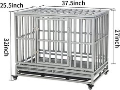 SMONTER Heavy Duty I Shape Dog Crate, Silver, 38-in slide 2 of 7
