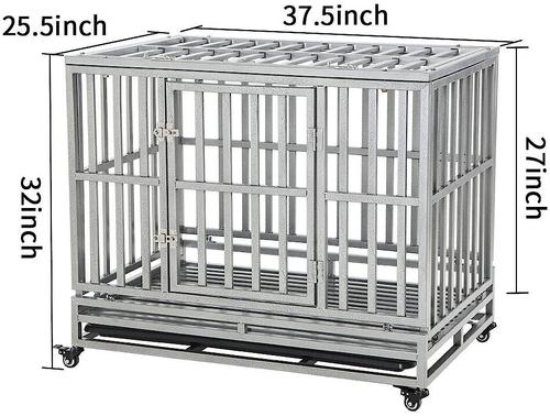 Show full view: SMONTER Heavy Duty I Shape Dog Crate, Silver, 38-in slide 3 of 9