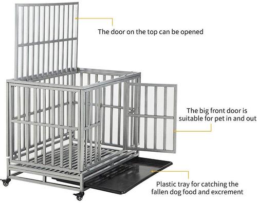 Show full view: SMONTER Heavy Duty I Shape Dog Crate, Silver, 38-in slide 6 of 9