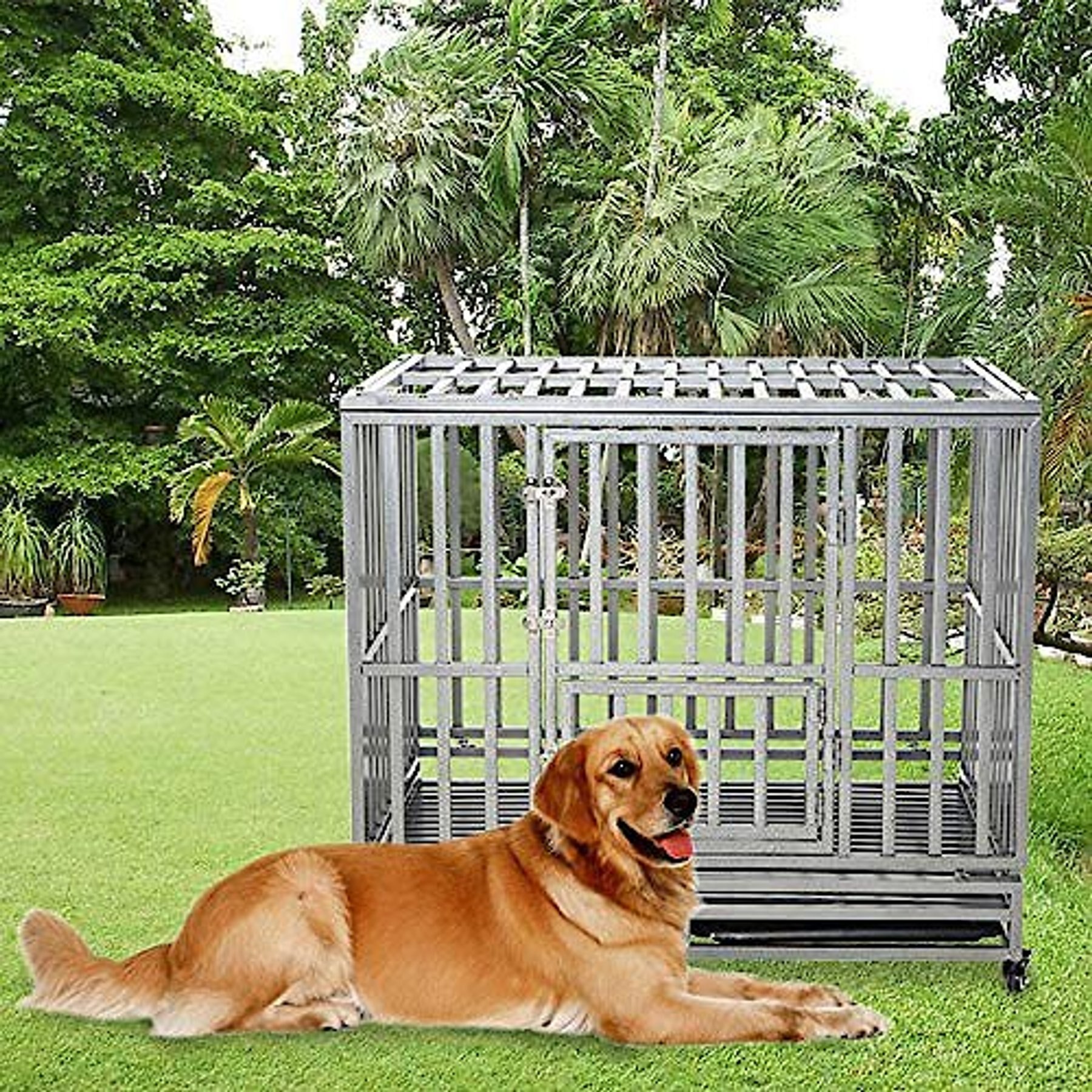 Photo inspiration: Pawhut Dog Crate Sndm 48 Inch Heavy Duty Dog Crate Photo Inspiration