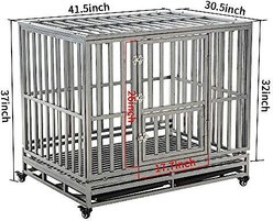 SMONTER Heavy Duty I Shape Dog Crate, Silver, 42-in slide 2 of 7