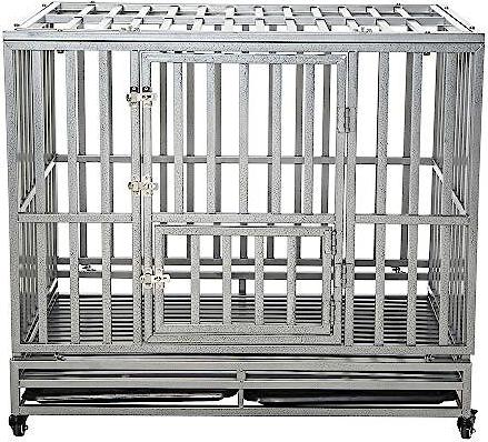 Show full view: SMONTER Heavy Duty I Shape Dog Crate, Silver, 42-in slide 3 of 8