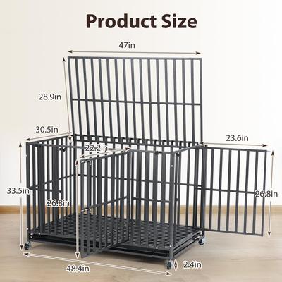 Show full view: SMONTER Heavy Duty Metal 3-Door Hard Sided Dog Crate, Black/Dark Silver, X-Large: 48 inch slide 6 of 8