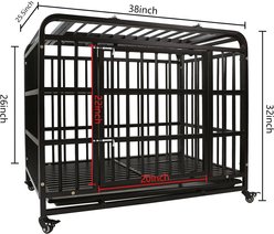 SMONTER Heavy Duty Metal Indoor & Outdoor Medium & Large Breed Dog Crate, Dark silver, 38-in slide 2 of 8