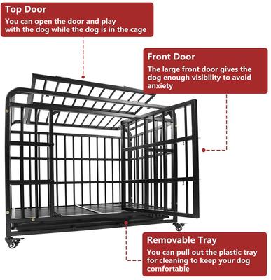 Show full view: SMONTER Heavy Duty Metal Indoor & Outdoor Medium & Large Breed Dog Crate, Dark silver, 38-in slide 7 of 8