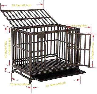 Show full view: SMONTER Heavy Duty Strong Metal I Shape Dog Crate, Brown, 38-in slide 3 of 9