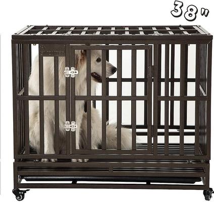 Show full view: SMONTER Heavy Duty Strong Metal I Shape Dog Crate, Brown, 38-in slide 4 of 9