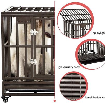 Show full view: SMONTER Heavy Duty Strong Metal I Shape Dog Crate, Brown, 38-in slide 6 of 9