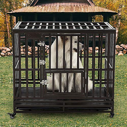 Show full view: SMONTER Heavy Duty Strong Metal I Shape Dog Crate, Brown, 42-in slide 1 of 8