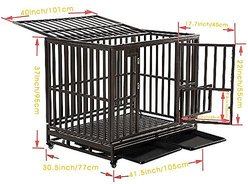 SMONTER Heavy Duty Strong Metal I Shape Dog Crate, Brown, 42-in slide 2 of 7