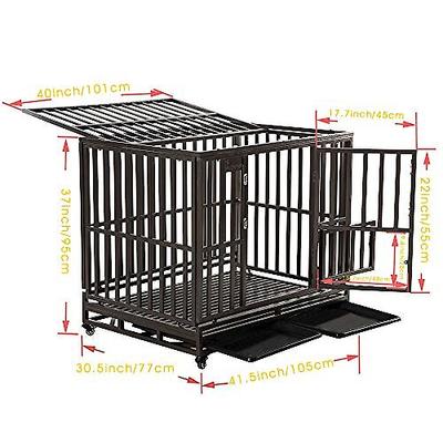 Show full view: SMONTER Heavy Duty Strong Metal I Shape Dog Crate, Brown, 42-in slide 2 of 8