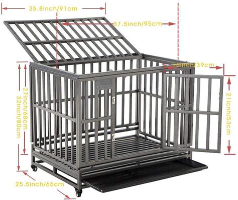 Show full view: SMONTER Heavy Duty Strong Metal I Shape Dog Crate, Dark Silver, 38-in slide 3 of 9