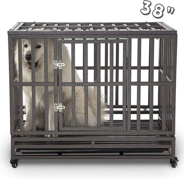 Show full view: SMONTER Heavy Duty Strong Metal I Shape Dog Crate, Dark Silver, 38-in slide 3 of 8