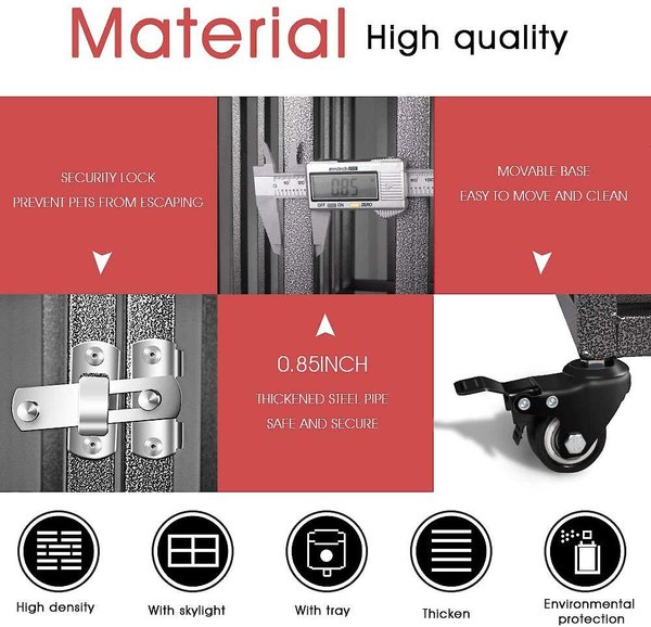 Show full view: SMONTER Heavy Duty Strong Metal I Shape Dog Crate, Dark Silver, 38-in slide 4 of 8