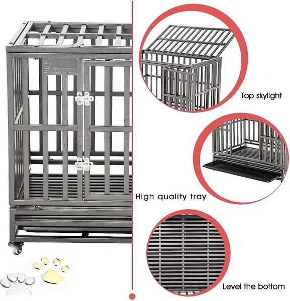 Show full view: SMONTER Heavy Duty Strong Metal I Shape Dog Crate, Dark Silver, 38-in slide 5 of 8