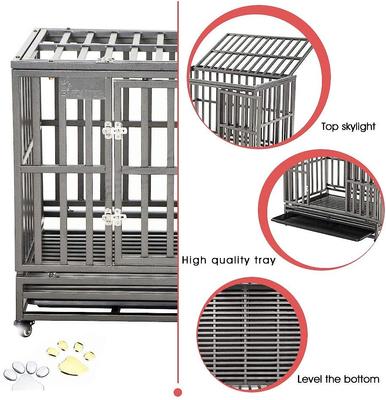 Show full view: SMONTER Heavy Duty Strong Metal I Shape Dog Crate, Dark Silver, 38-in slide 6 of 9