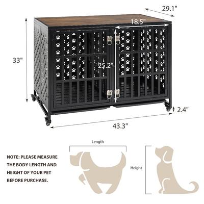 Show full view: SMONTER Heavy Duty Wooden Modern Indoor End Table Two Dog Crate with Divider, Rustic Brown, Large, 44-in slide 5 of 7