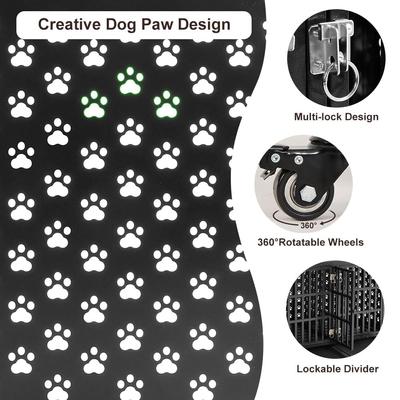 Show full view: SMONTER Heavy Duty Wooden Modern Indoor End Table Two Dog Crate with Divider, Rustic Brown, Large, 44-in slide 3 of 7