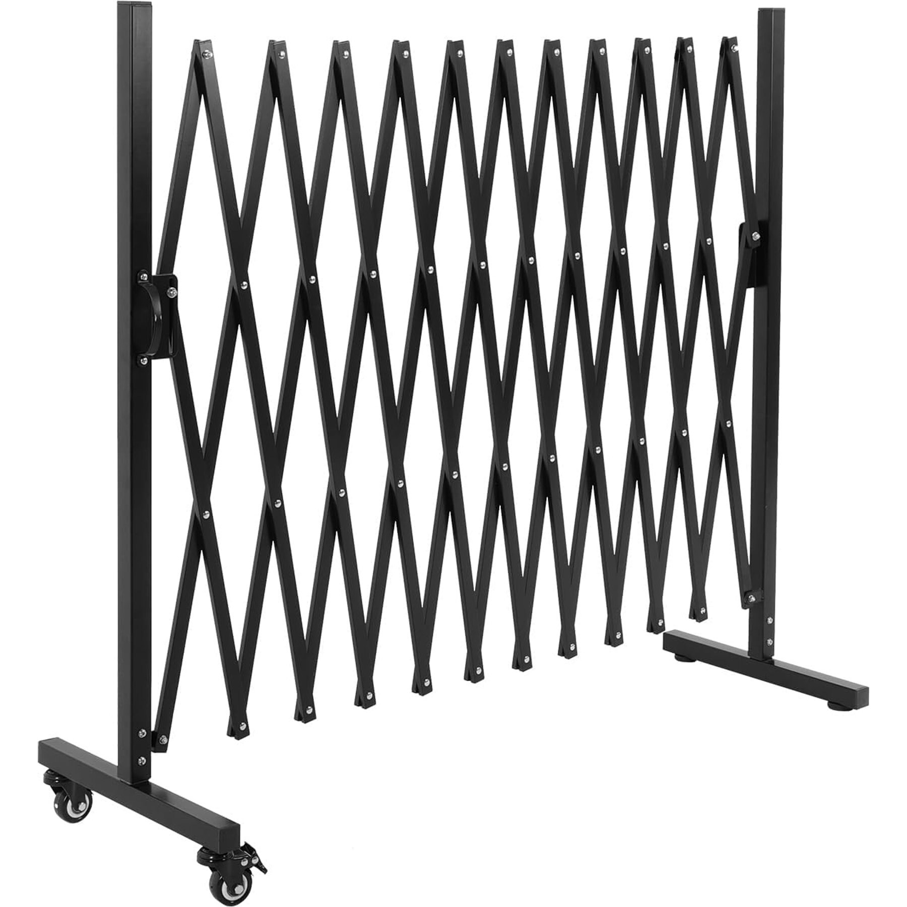 SMONTER Metal Expandable Dog Gate with Casters, Black, 129-in W x 40.5-in H