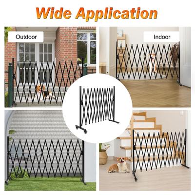 Show full view: SMONTER Metal Expandable Dog Gate with Casters, Black, 129-in W x 40.5-in H slide 7 of 9