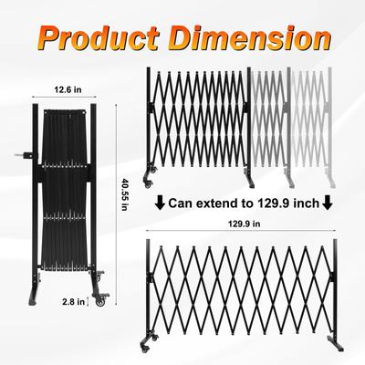 Show full view: SMONTER Metal Expandable Dog Gate with Casters, Black, 129-in W x 40.5-in H slide 6 of 9
