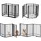 Show in main carousel: SMONTER Metal Freestanding Dog Gate with Door, Black, 6 Panels, 120.6-in W x 31.5-in H slide 1 of 11