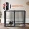 Show in main carousel: SMONTER Metal Freestanding Dog Gate with Door, Black, 6 Panels, 120.6-in W x 31.5-in H slide 6 of 11