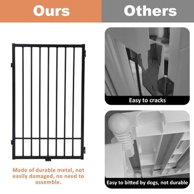 Show full view: SMONTER Metal Freestanding Dog Gate with Door, Black, 6 Panels, 120.6-in W x 31.5-in H slide 4 of 11