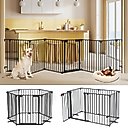 SMONTER Metal Versatile Dog Gate with Door, Black, 6 Panels, 150-in W x 29-in H