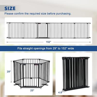 Show full view: SMONTER Metal Versatile Dog Gate with Door, Black, 6 Panels, 150-in W x 29-in H slide 6 of 10