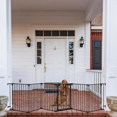 Show full view: SMONTER Metal Versatile Dog Gate with Door, Black, 6 Panels, 150-in W x 29-in H slide 8 of 10