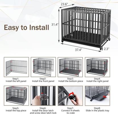 Show full view: SMONTER Two Doors Heavy Duty Dog Crate, 38-in slide 6 of 8