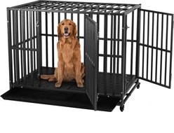 SMONTER Two Doors Heavy Duty Dog Crate, 42-in